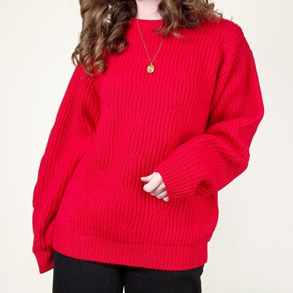 Vintage 100% Wool Fisherman Sweater Cable Knit Chunky Slouchy Oversized Luxury